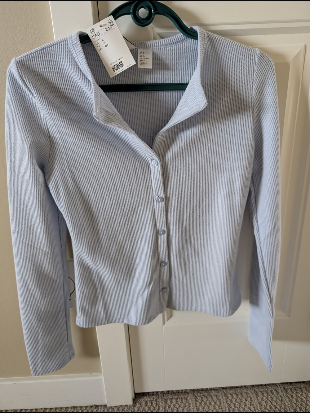 H&M Pale Blue Ribbed Button-Down Shirt